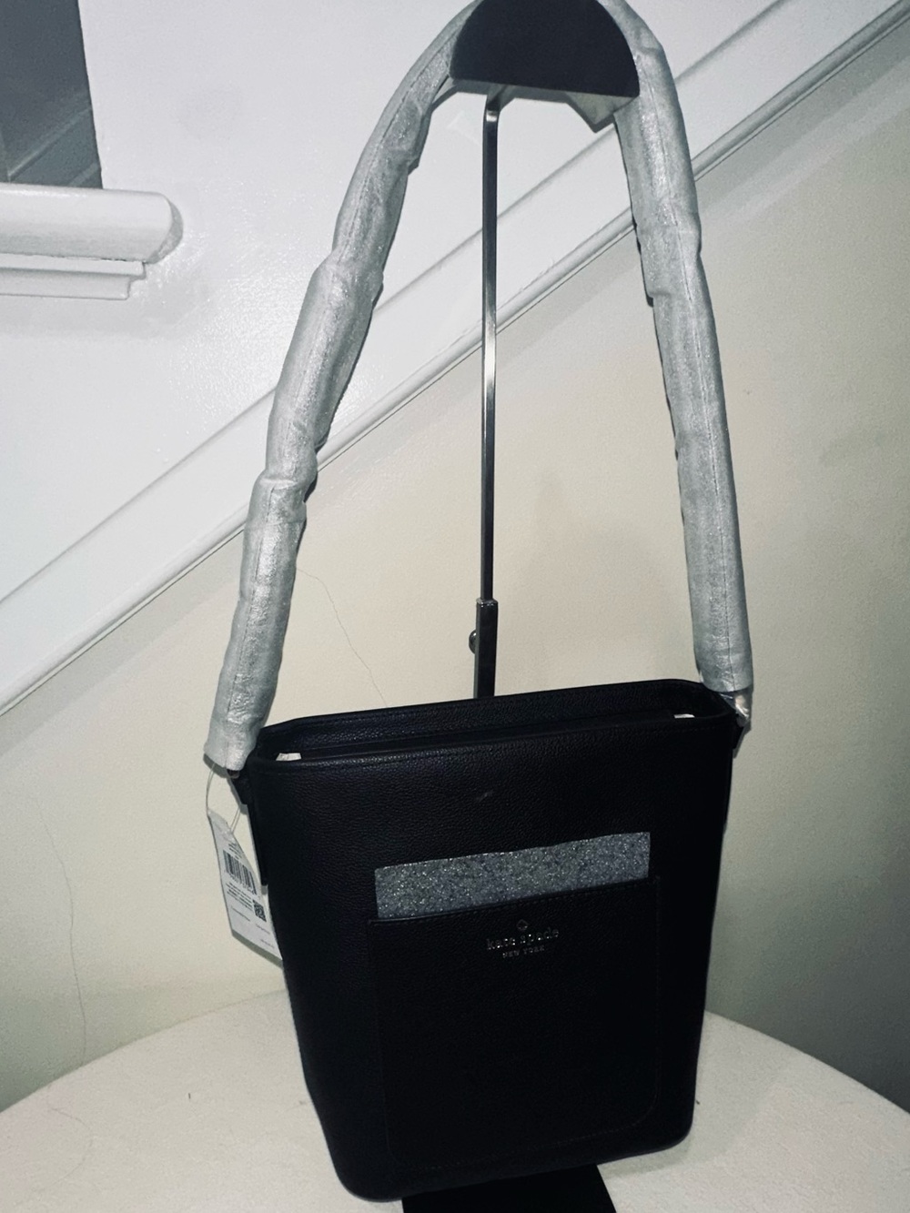 kate spade Black Pebbled Leather Shoulder Bucket Bag
